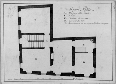 pianta del piano nobile di un edificio