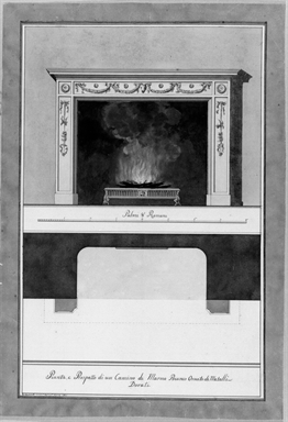 pianta e prospetto di camino