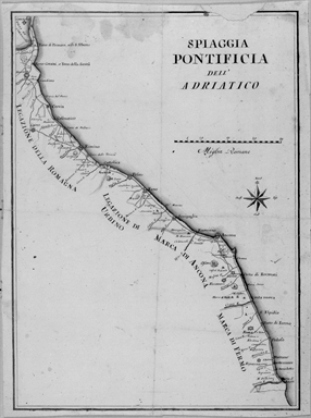 carta geografica della costa romagnola e marchigiana