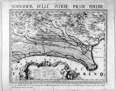 carta geografica delle paludi Pontine
