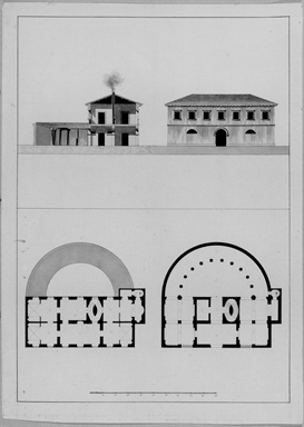 piante prospetto e sezione di un edificio