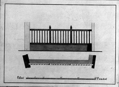pianta e prospetto di una balaustra