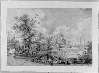 paesaggio fluviale con villa