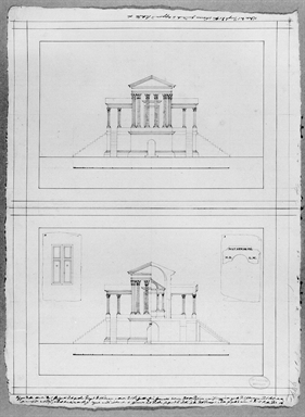 prospetto e sezione del tempio del Clitunno
