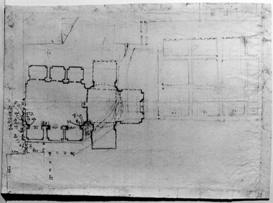 pianta di chiesa (recto)/ pianta di edificio (verso)