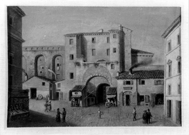 Veduta di Porta Calamo di Ancona dall'interno della città