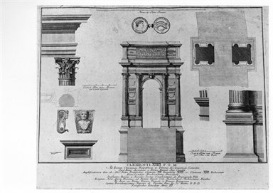 rilievo e particolari architettonici dell'Arco di Traiano