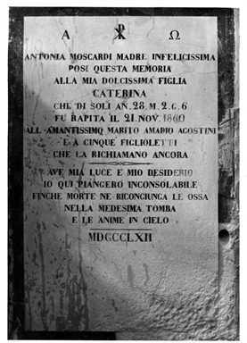 epigrafe funeraria di Caterina Agostini