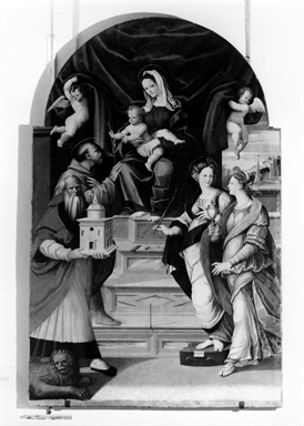 Madonna con Bambino in trono con San Girolamo, San Francesco d'Assisi, Santa Caterina d`Alessandria e Santa Maria Maddalena
