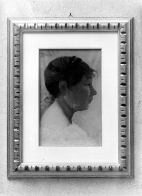 testa di giovane donna di profilo