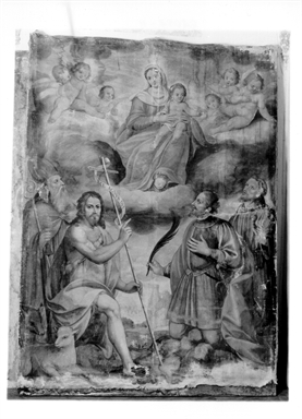 Madonna con Bambino tra Sant`Antonio Abate, San Giovanni Battista, San Francesco d'Assisi e santo in vesti di soldato