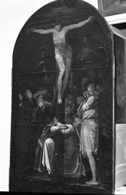 crocifissione di Cristo con San Giovanni Battista, San Gregorio Magno, San Giovanni Evangelista e San Domenico