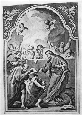 Cristo distribuisce l'Eucaristia