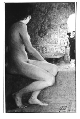 figura femminile nuda nel bagno