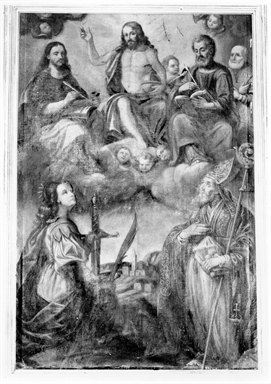 Cristo Salvatore tra San Giovanni Evangelista, San Luca, San Filippo Neri, Santa Caterina d'Alessandria e San Nicola di Bari