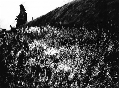 ragazza cammina sulla sabbia