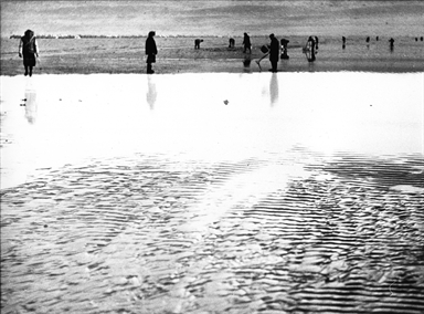 donne chine sulla bassa marea