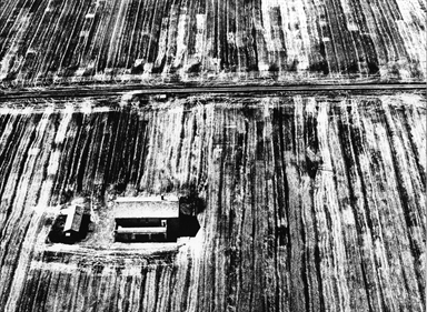 strada dritta tra campi mietuti