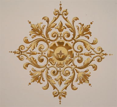 motivo decorativo vegetale con rosetta