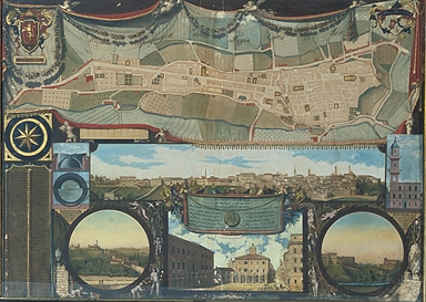 pianta topografica e veduta della città di Jesi
