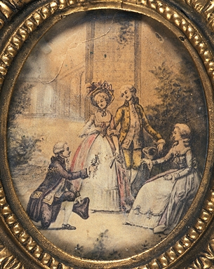 figure femminili e figure maschili in costume settecentesco