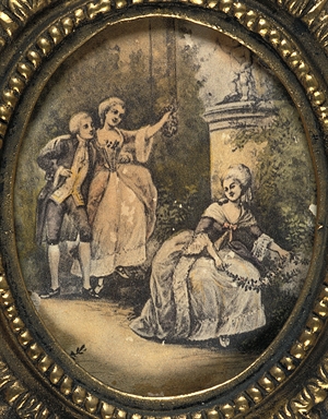 figure femminili e figura maschile in costume settecentesco