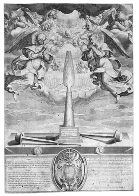 Angeli adoranti i simboli della passione: lancia e chiodi