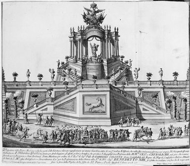 macchina effimera con allegoria degli effetti benefici prodotti dalla visi ta della coppia imperiale nelle province e stati ereditari