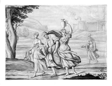 Anchise fugge da Troia