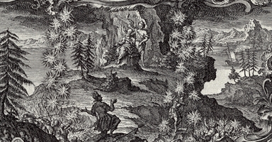 Elia separa le acque del fiume Giordano e l'attraversa con Eliseo