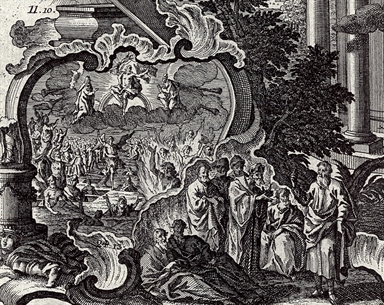 Angelo purifica le labbra di Isaia toccandole con un carbone ardente
