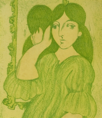 Giovane donna allo specchio