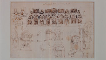 disegno di studio per le pareti e la volta del Salone del Palazzo del Podestà di Bologna