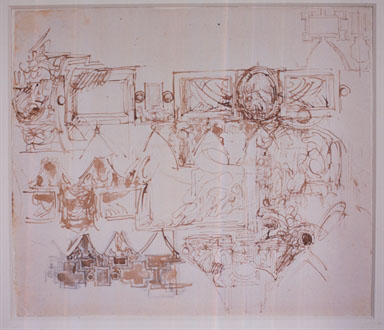 disegno di studio per la decorazione per il Salone del Palazzo del Podestà di Bologna