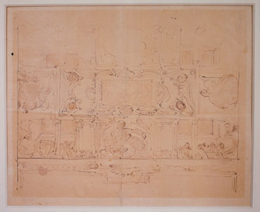 disegno di studio per la decorazione per il Salone del Palazzo del Podestà di Bologna