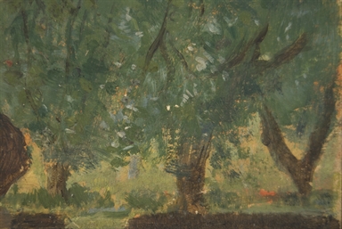 Bozzetto di paesaggio con alberi