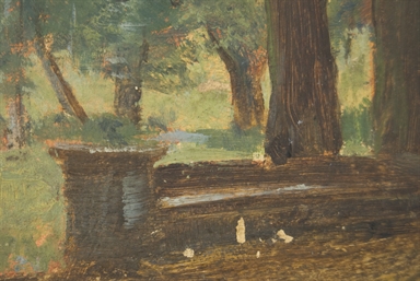 Bozzetto di paesaggio con alberi