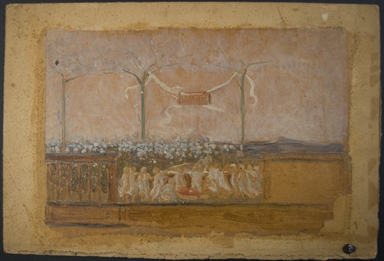 giardino con gruppo di figure in primo piano - bozzetto