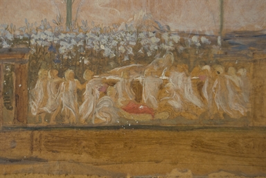 giardino con gruppo di figure in primo piano - bozzetto