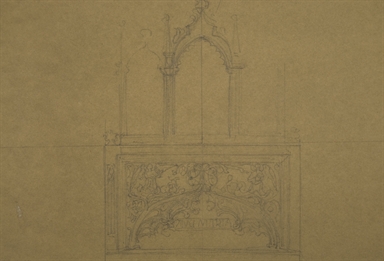 studio di partitura architettonica per una chiesa