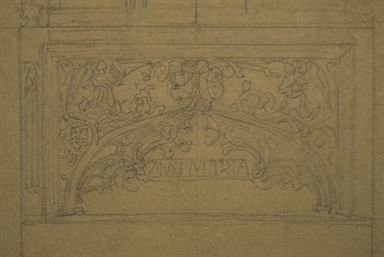 studio di partitura architettonica per una chiesa