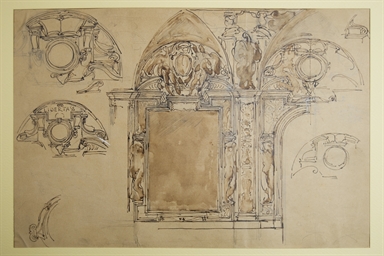 studio di decorazioni parietali per il Salone dei Quattromila del Palazzo del Podestà di Bologna