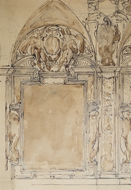 studio di decorazioni parietali per il Salone dei Quattromila del Palazzo del Podestà di Bologna