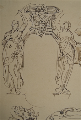 studio di decorazioni parietali con putti e cariatidi