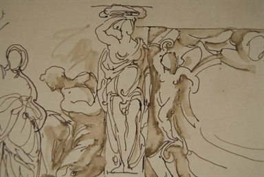 studio di decorazioni parietali con putti e cariatidi