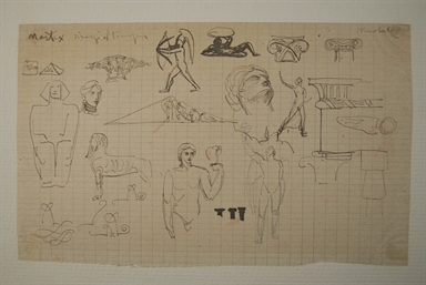 studio di figure e partiture architettoniche relative all'arte greca