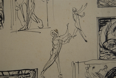 studio di composizioni figurate per le pagine di un libro