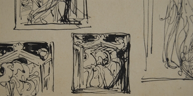 studio di composizioni figurate per le pagine di un libro