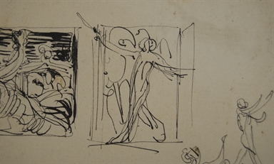 studio di composizioni figurate per le pagine di un libro