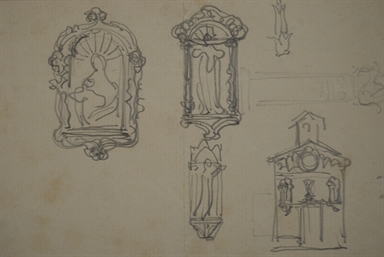 studio di nicchie e facciata di chiesa